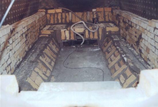 laying firebrick in the firebox