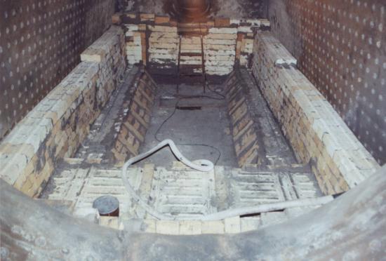 laying firebrick in the firebox