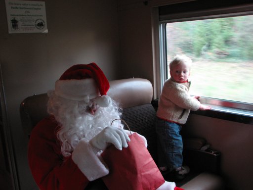 view of Santa Claus inside train