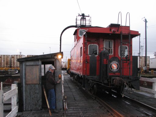 caboose on turntable