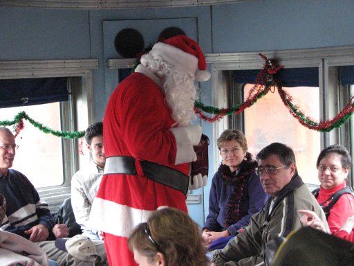 Santa inside passenger car