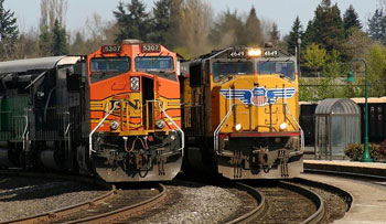UP and BNSF trains at Vancouver Station